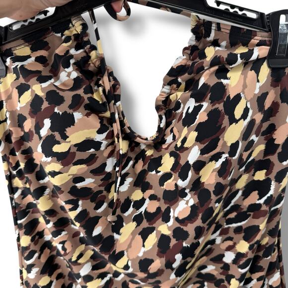 NEW Salt + Cove Leopard Print Halter Swimsuit Size XL One Piece V Cinched Swim - Picture 3 of 6